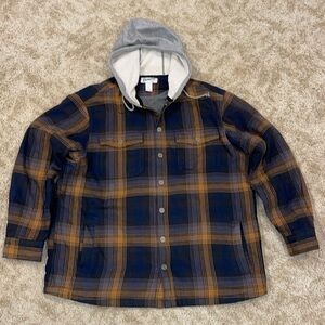 Duluth Trading Co Men's Flapjack Relaxed Fit Hooded Shirt Jac